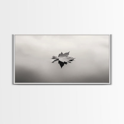 Autumn Leaf, Tranquil Water, Floating Serenity, Soft Tones Nature Art, Canvas Print, Fall Bedroom Wall Art, Minimalist Style