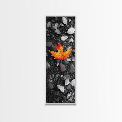 Maple Leaf Focus, Autumn Ground, Fall Vibes, Canvas Print, Nature Photography, Minimalist Art, Entryway Wall Decor, Earth Tone Aesthetic