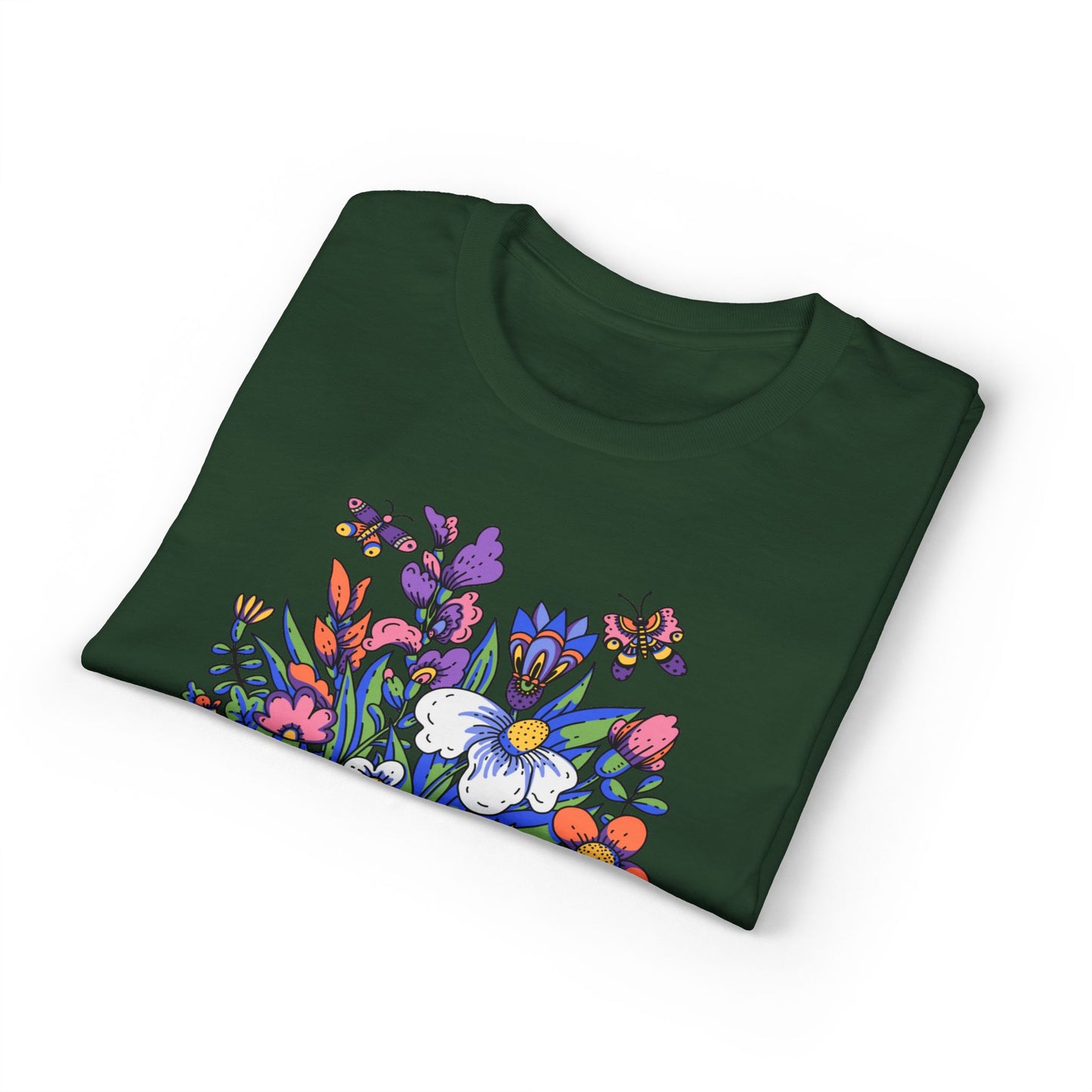 Dry Blend Moisture Wicking Tee Summer Garden w/EMNP Logo on back