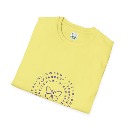 T-Shirt Unisex Softstyle, Native Plants & Butterflies w/EMNP logo
