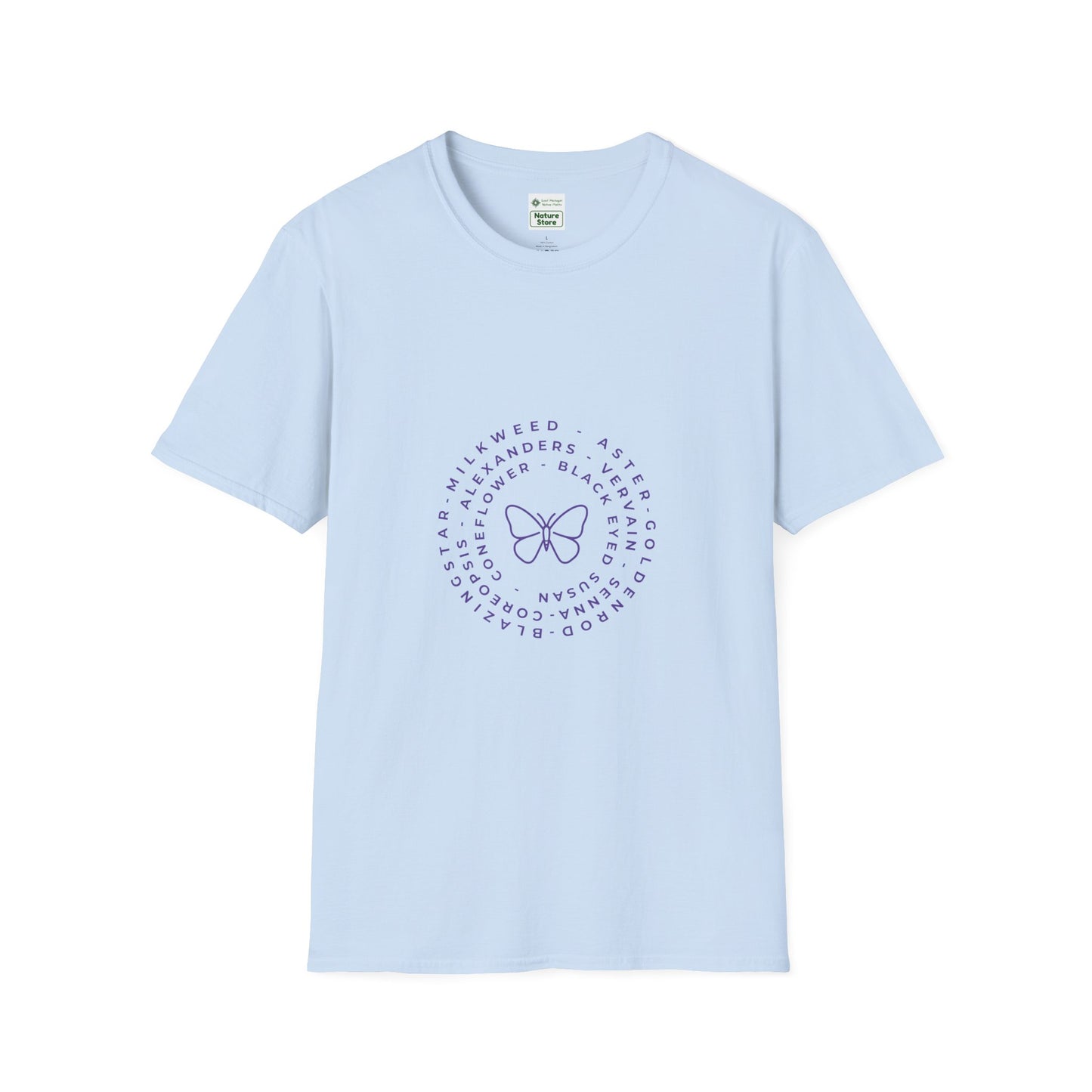 T-Shirt Unisex Softstyle, Native Plants & Butterflies w/EMNP logo