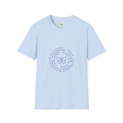 T-Shirt Unisex Softstyle, Native Plants & Butterflies w/EMNP logo