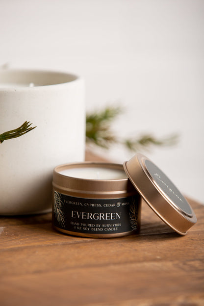 Evergreen Tin Candle