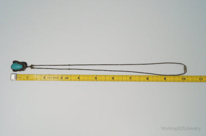 Vintage Native American Unsigned Turquoise Sterling Silver Necklace