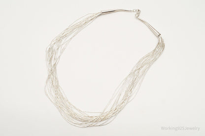 Vintage Native American Sterling Silver Bead Necklace