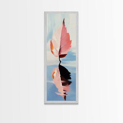 Floating Leaf, Autumn Reflection, Water Stillness, Canvas Print, Fall Wall Art, Minimalist Aesthetic, Tranquil Decor, Nature Inspired