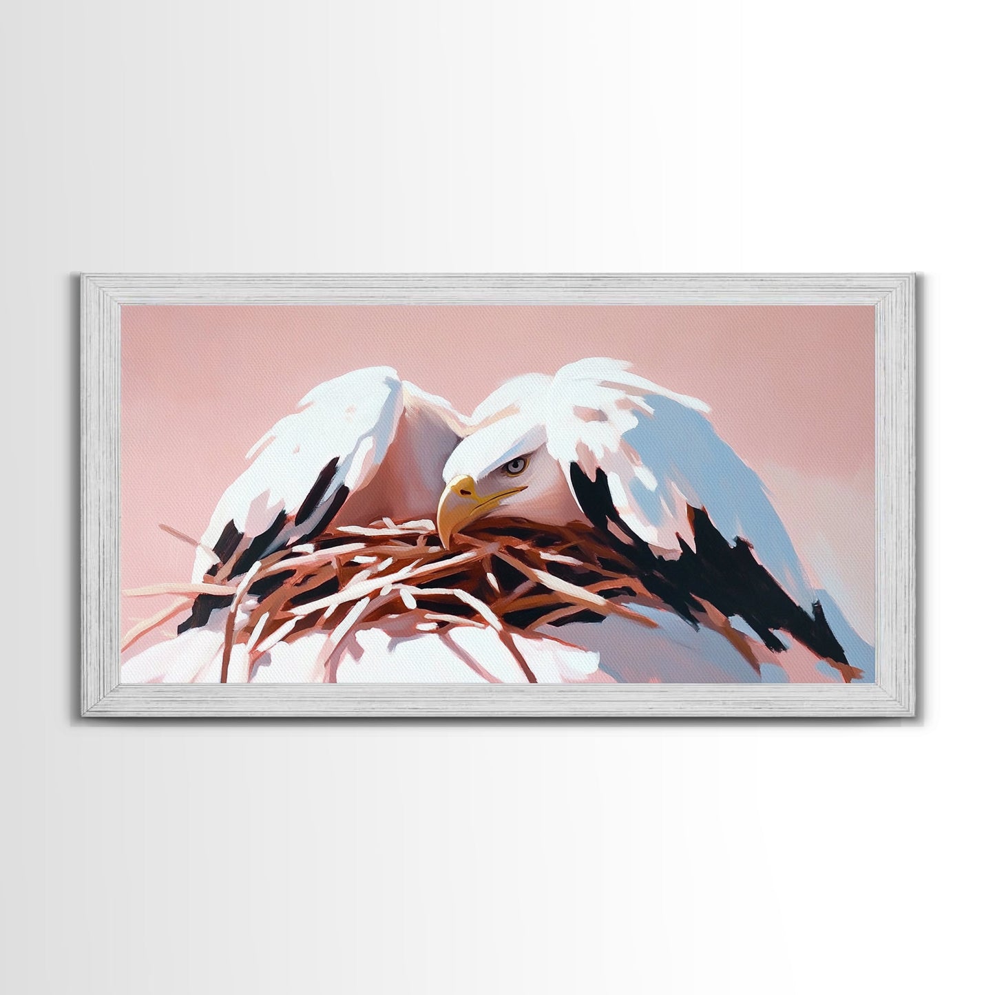 Bald Eagle, Wildlife Nest, Majestic Bird Art, American Symbol, Nature Aesthetic, Home Office Decor, Living Room Art, Framed Canvas Print
