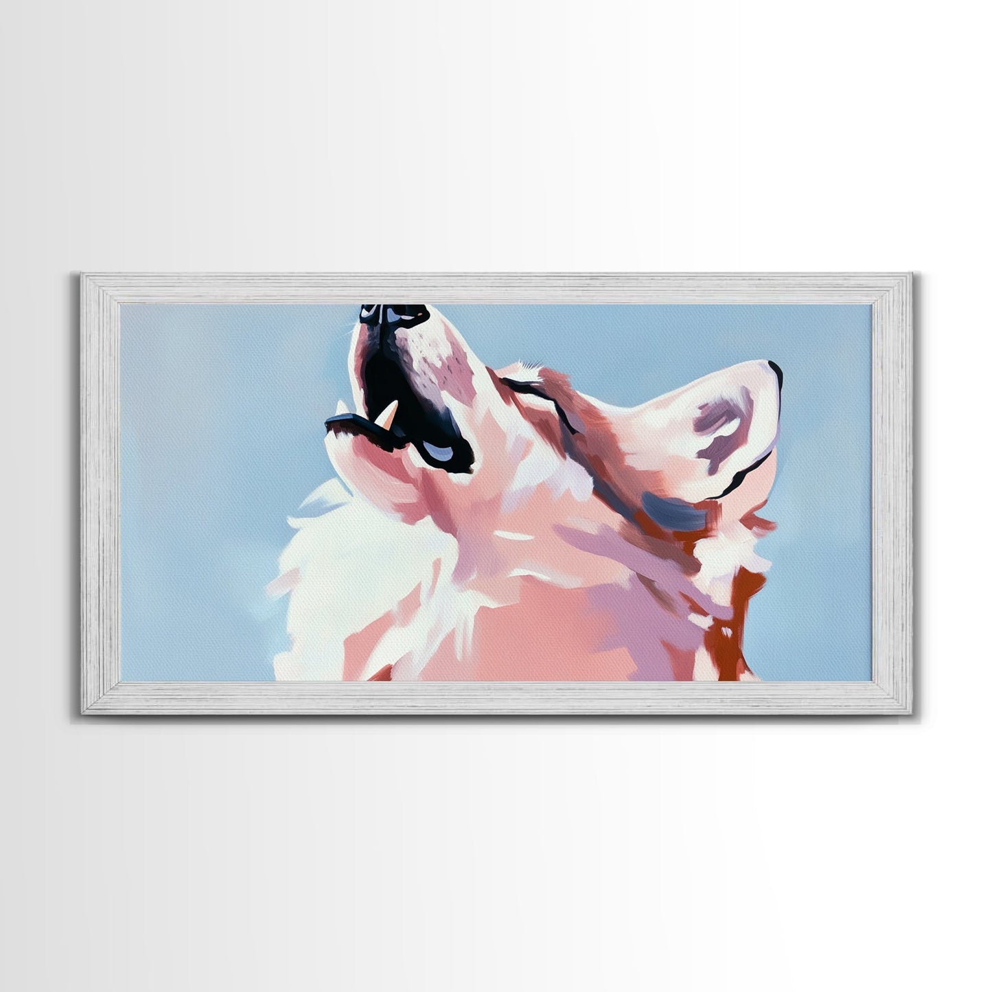 Howling Wolf, Wildlife Art, Nature Print, Blue Sky, Framed Canvas Print, Rustic Wall Art, Lodge Decor, Animal Lover Gift