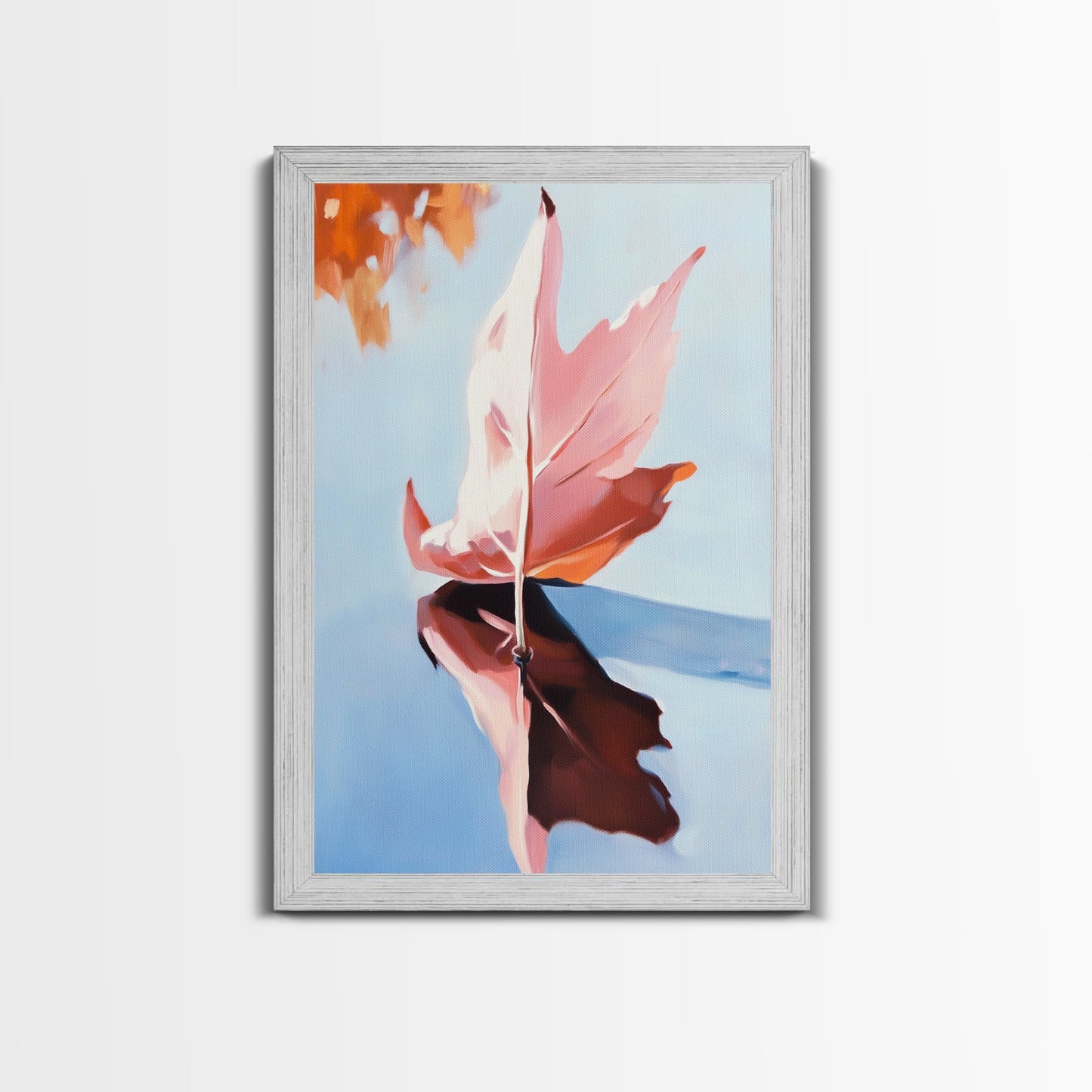 Autumn Leaf, Fall Reflection, Nature Art, Seasonal Wall Decor, Framed Canvas Print, Fall Art, Living Room Print, Cozy Wall Art