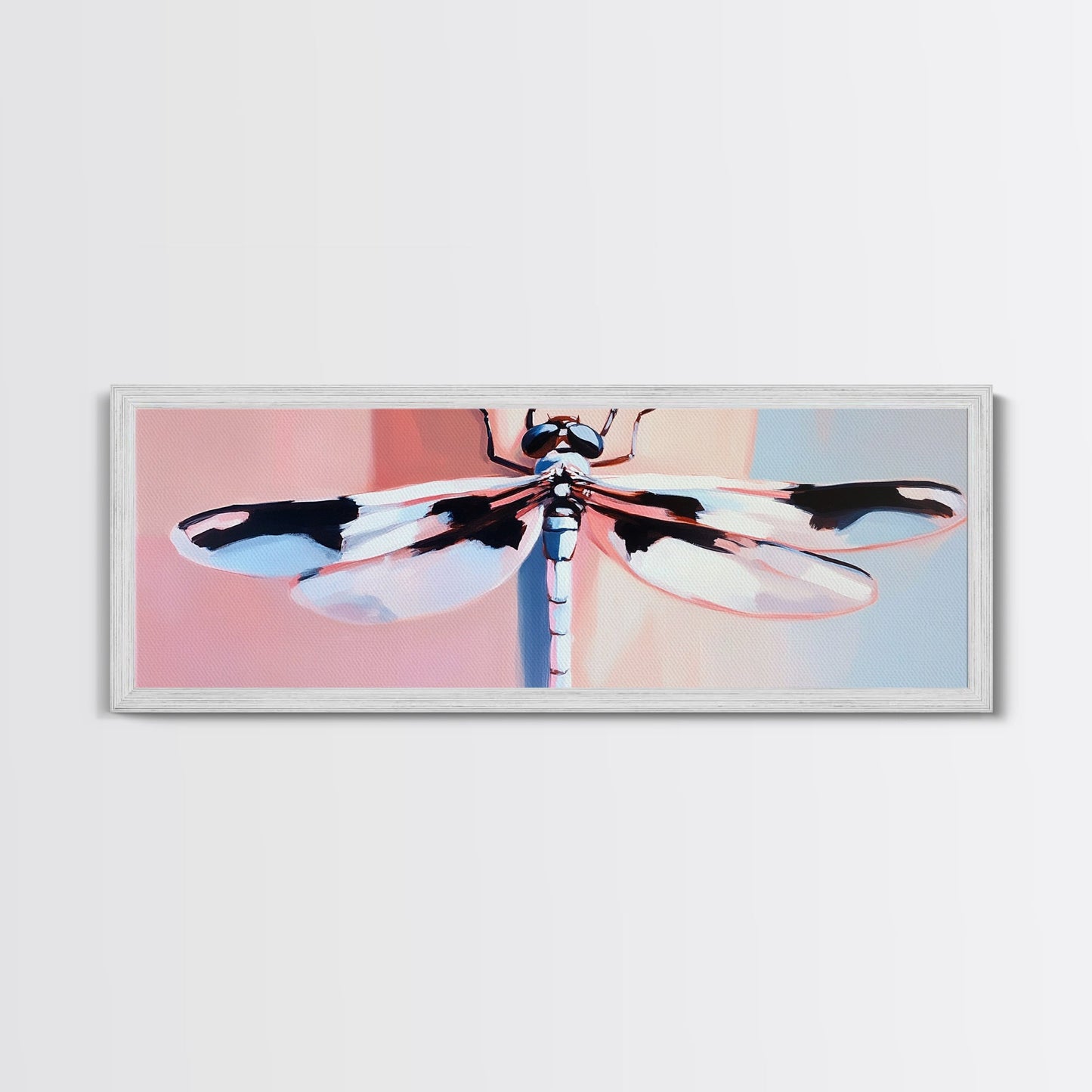 Dragonfly, Framed Canvas Print, Nature Wall Art, Pastel Aesthetic, Boho Artwork, Elegant Home Decor, Insect Painting, Minimalist Art