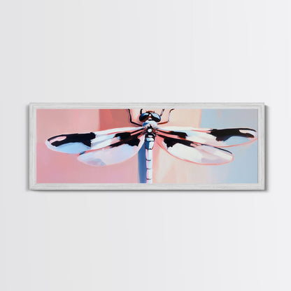 Dragonfly, Framed Canvas Print, Nature Wall Art, Pastel Aesthetic, Boho Artwork, Elegant Home Decor, Insect Painting, Minimalist Art