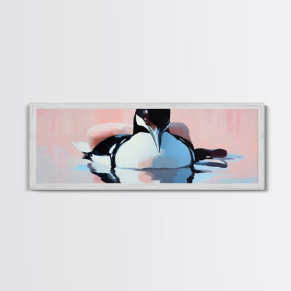 Floating Loon, nature wildlife art, lake house decor, bird lover gift, minimalist animal print, framed canvas print, cabin wall art