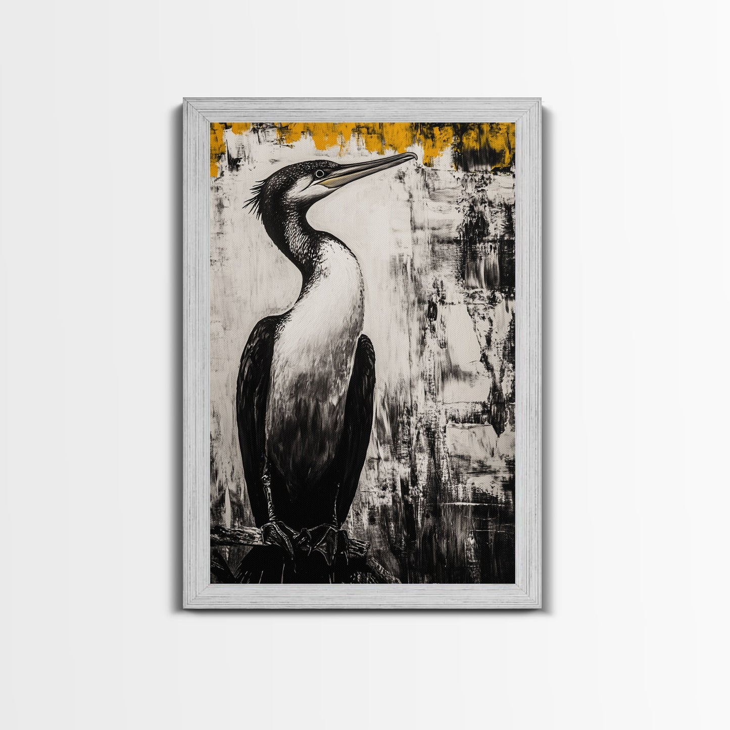 Bird Portrait Art, Nature Print, Wildlife Illustration, Black and White Art, Modern Rustic Decor, Living Room Art, Framed Canvas Print