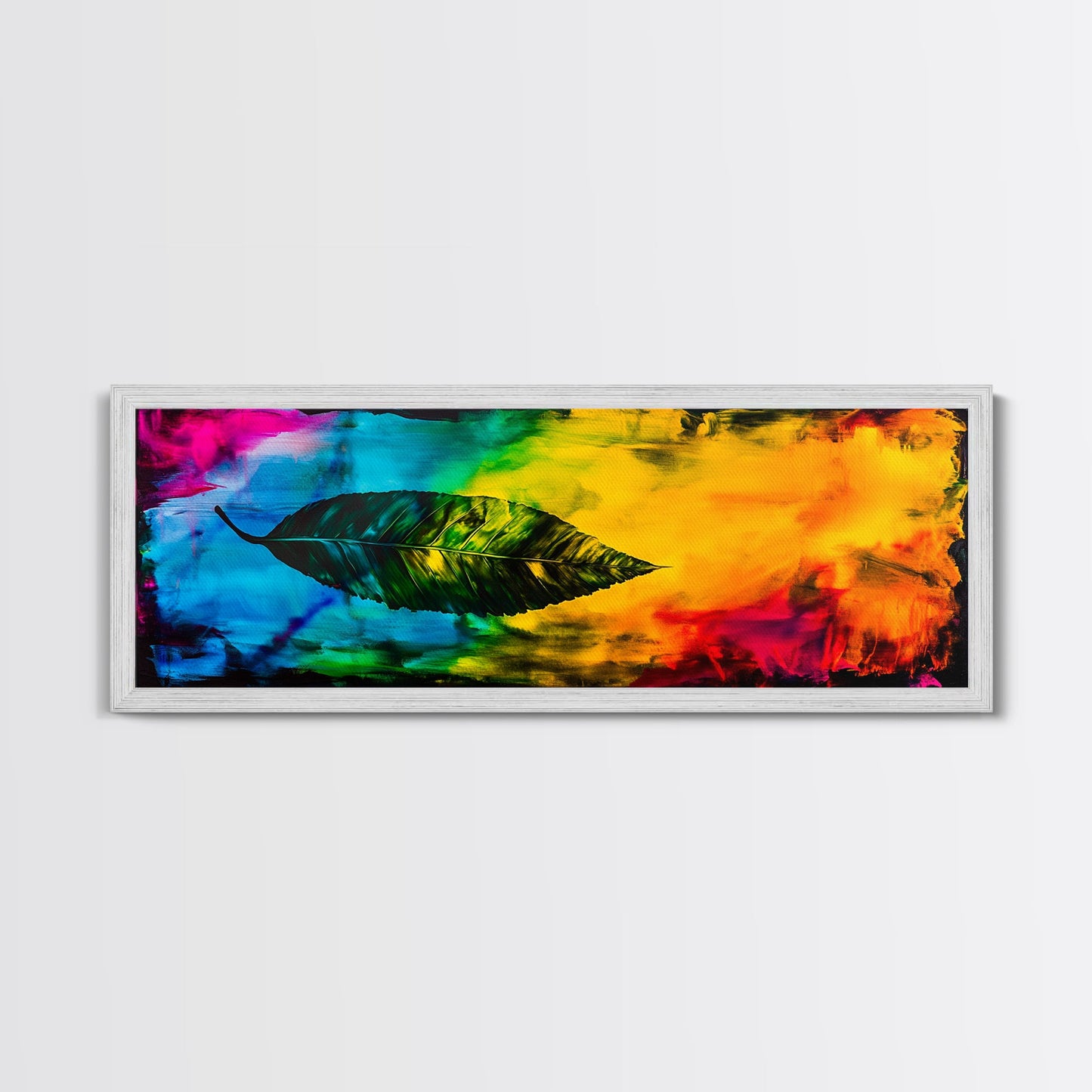 Abstract Leaf, Bold Colorful Art, Vibrant Wall Art, Canvas Print, Nature Inspired Decor, Modern Office Art, Eye-Catching Design