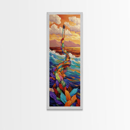 Lantern Ocean, Dreamscape Path – Canvas Print surreal ocean dream painting, fantasy art, whimsical coastal decor, imaginative bedroom wall art