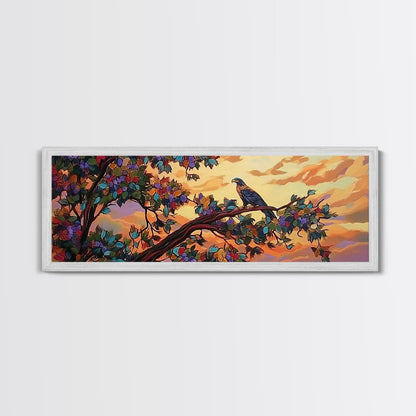 Majestic Eagle, Colorful Tree, Sunset Sky, Bold Nature, Canvas Print, wildlife wall art, nature lover gift, living room decor