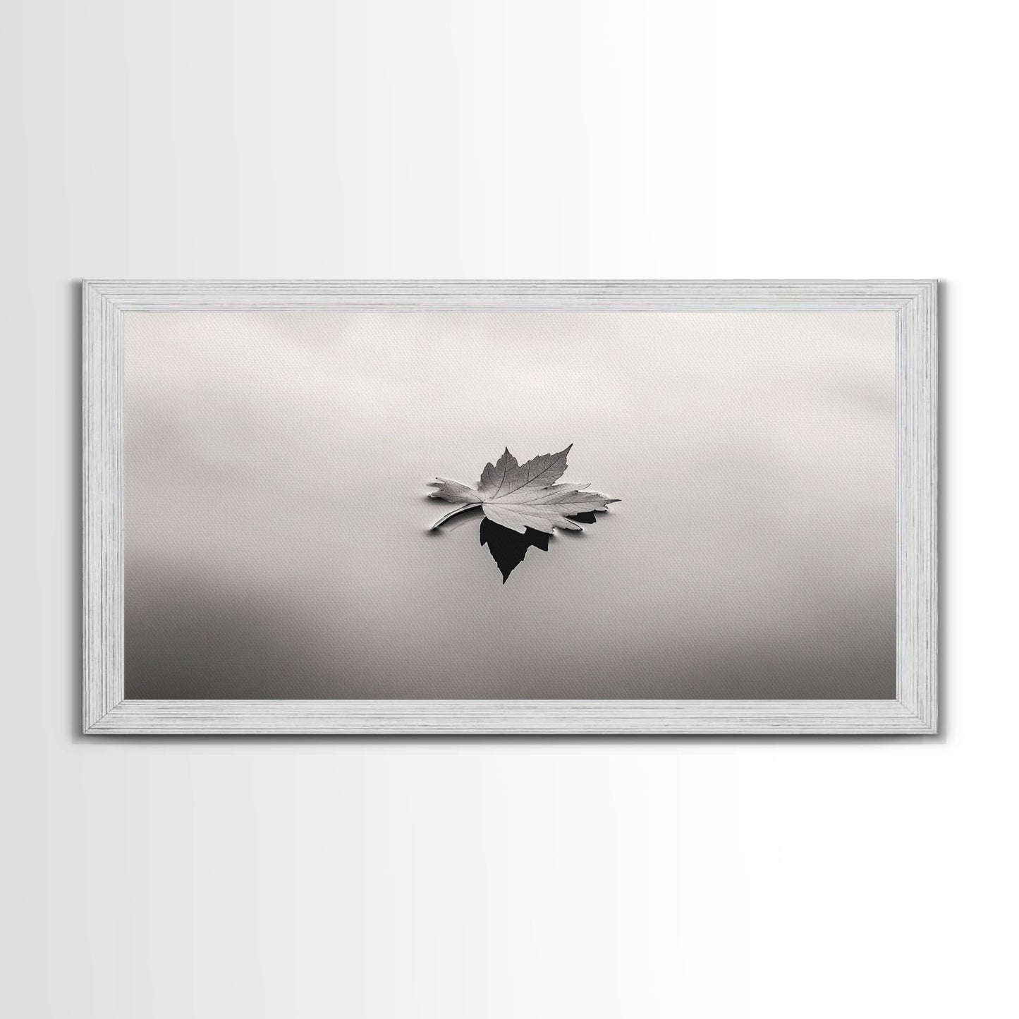 Autumn Leaf, Tranquil Water, Floating Serenity, Soft Tones Nature Art, Canvas Print, Fall Bedroom Wall Art, Minimalist Style