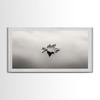 Autumn Leaf, Tranquil Water, Floating Serenity, Soft Tones Nature Art, Canvas Print, Fall Bedroom Wall Art, Minimalist Style