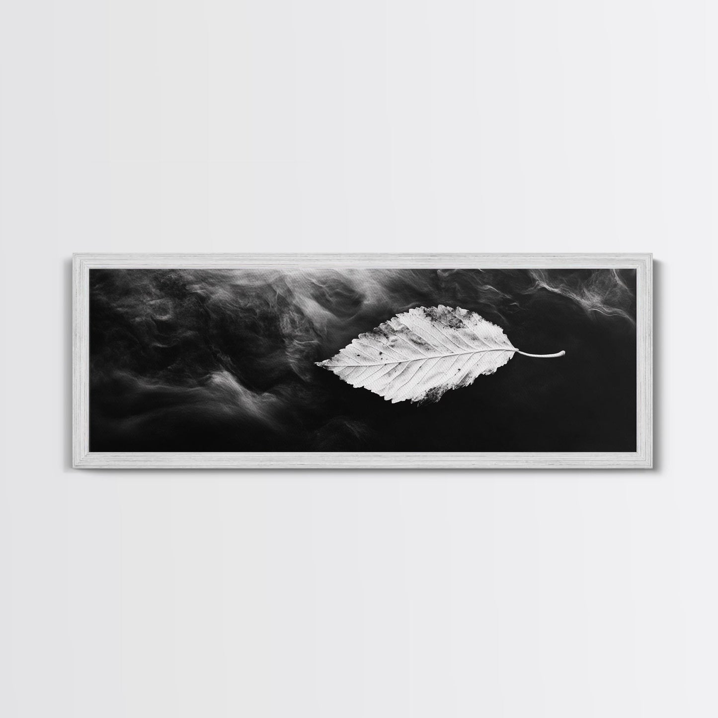 Misty Leaf, Black Art, Nature Print, Autumn Wall Decor, Framed Canvas Print, Minimalist Wall Art, Bedroom Wall Decor, Fall Botanical Art
