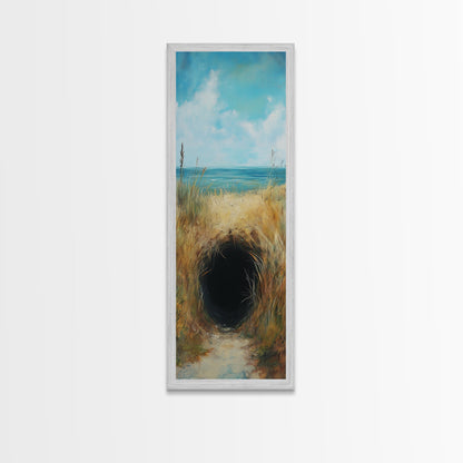 Dark Rabbit Hole Canvas Print, Wabi Sabi Art, Moody Art, Coastal Landscape Art, Minimalist Art, Living Room Art, Extra Wide Art