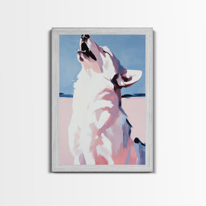 Howling Wolf, moody art, rustic decor, southwest wall art, zen wall art, framed canvas print, wabi sabi art, forest painting