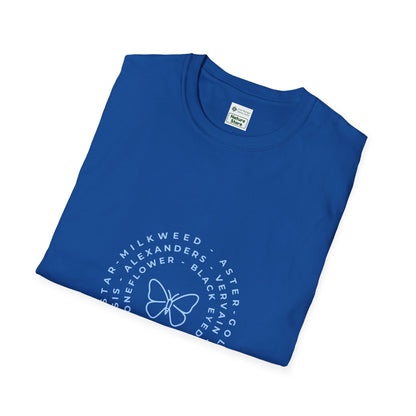 T-Shirt Unisex Softstyle, Native Plants & Butterflies w/EMNP logo