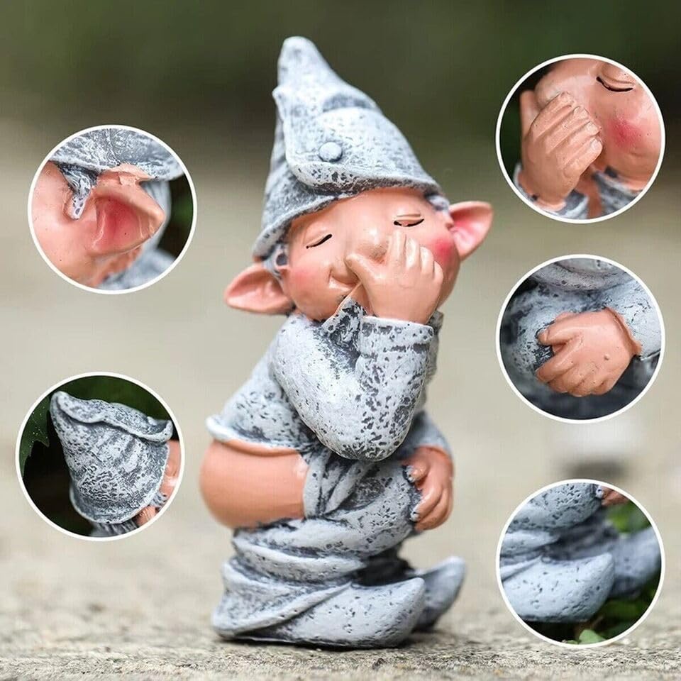THE PERFECT PART Gnome Decor - Funny Pooping Mini Gnome Statue, Naughty Resin Garden Gnome for Decor, Naked Miniature Dwarf Gnome Figurine for Home Garden Ornament, Funny Lawn Gnome Statue