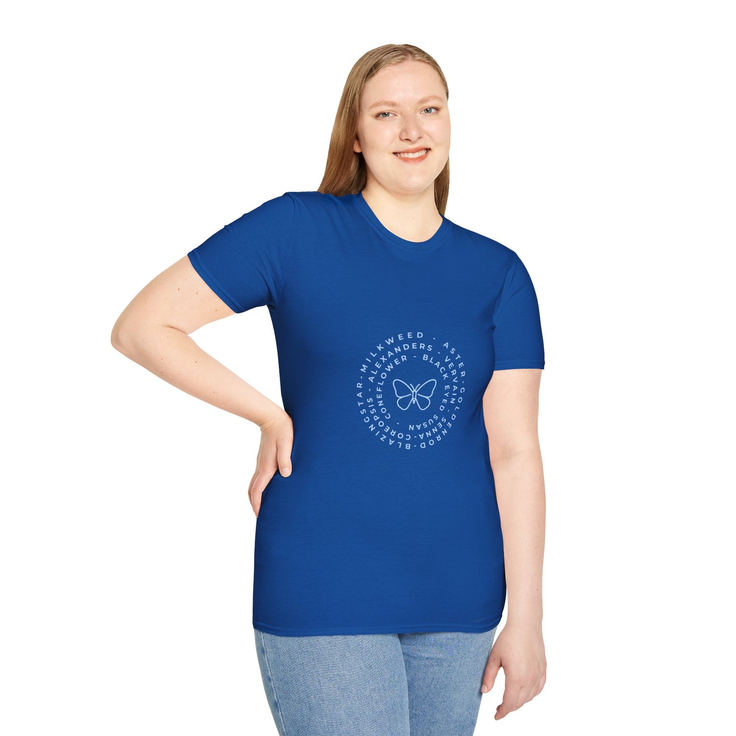 T-Shirt Unisex Softstyle, Native Plants & Butterflies w/EMNP logo