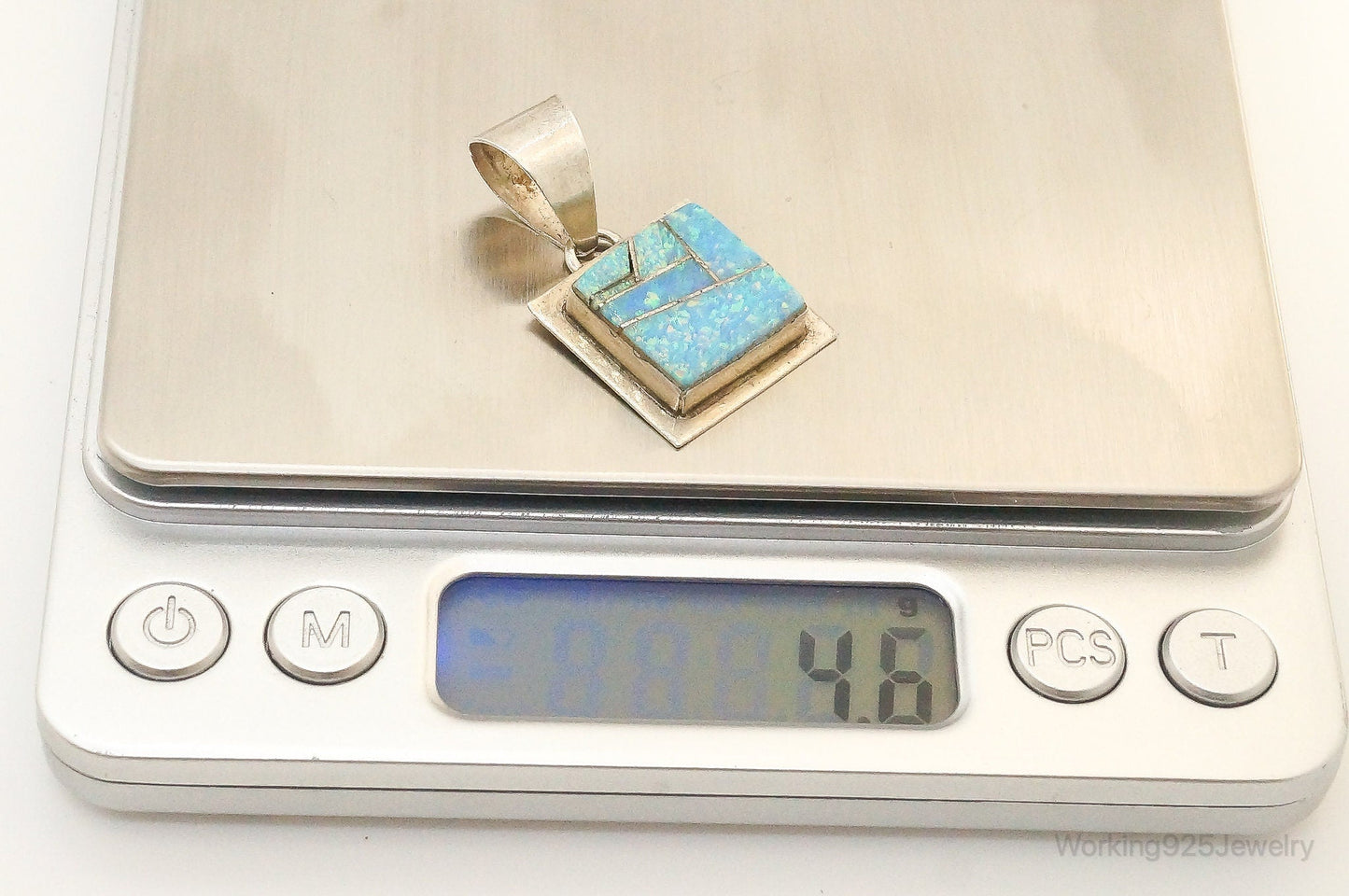 Vintage Native American B. Piaso Jr. Opal Sterling Silver Pendant