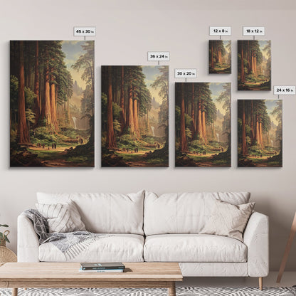 Ancient California Redwoods Framed Canvas Print, Fantasy Painting, Fantasy Wall Art, Beautiful California Wall Art