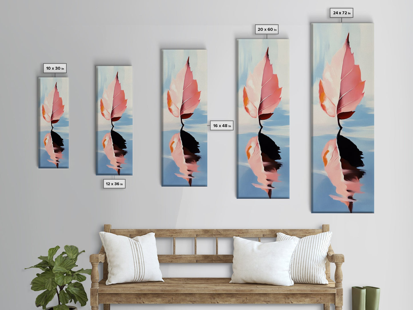 Floating Leaf, Autumn Reflection, Water Stillness, Canvas Print, Fall Wall Art, Minimalist Aesthetic, Tranquil Decor, Nature Inspired