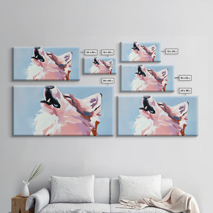 Howling Wolf, Wildlife Art, Nature Print, Blue Sky, Framed Canvas Print, Rustic Wall Art, Lodge Decor, Animal Lover Gift