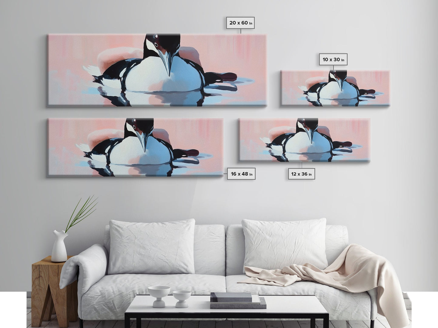 Floating Loon, nature wildlife art, lake house decor, bird lover gift, minimalist animal print, framed canvas print, cabin wall art