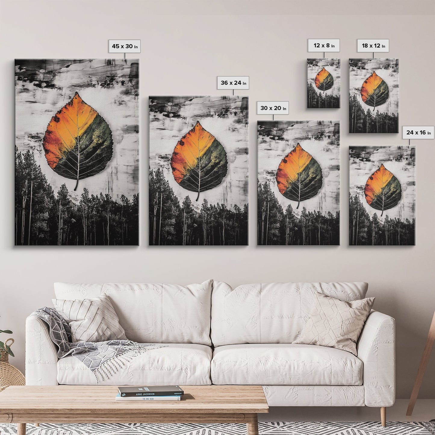 Autumn Leaf Print, Fall Nature Wall Art, Rustic Botanical Painting, Seasonal Home Decor, Cozy Living Room, Framed Canvas Print