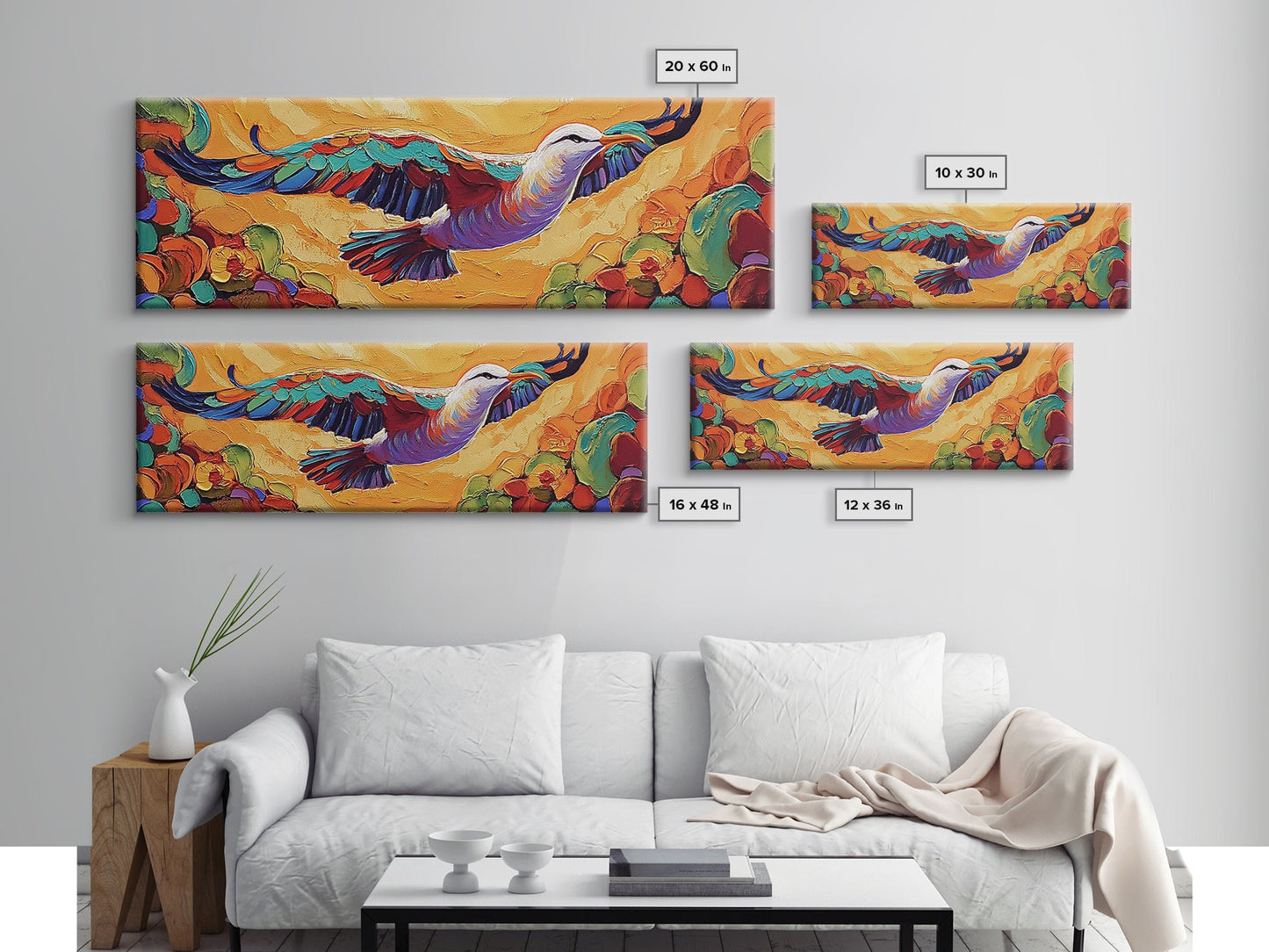 Soaring Bird, Colorful Flight, Nature Bird Art, Desert Skies, Framed Canvas Print hallway wall decor, boho art, inspirational wall piece