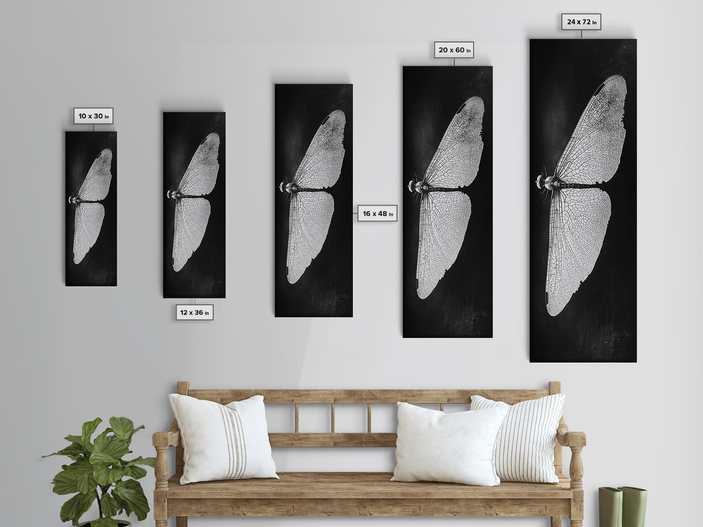 Dragonfly Wings Macro, Nature Insect Print, Detailed Bug Art, Minimalist Scientific Wall Decor, Framed Canvas Print, Study Room Art