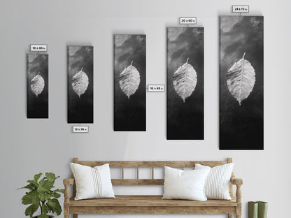 Floating Leaf, Autumn Stillness, Water Reflection, Framed Canvas Print, Fall inspired decor, Bathroom minimalist art, Botanical nature gift