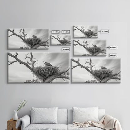 Bald Eagle Nest, Wildlife Nature Art, Rustic Cabin Decor, Framed Canvas Print, Patriotic Office Wall Art, Woodland Photography