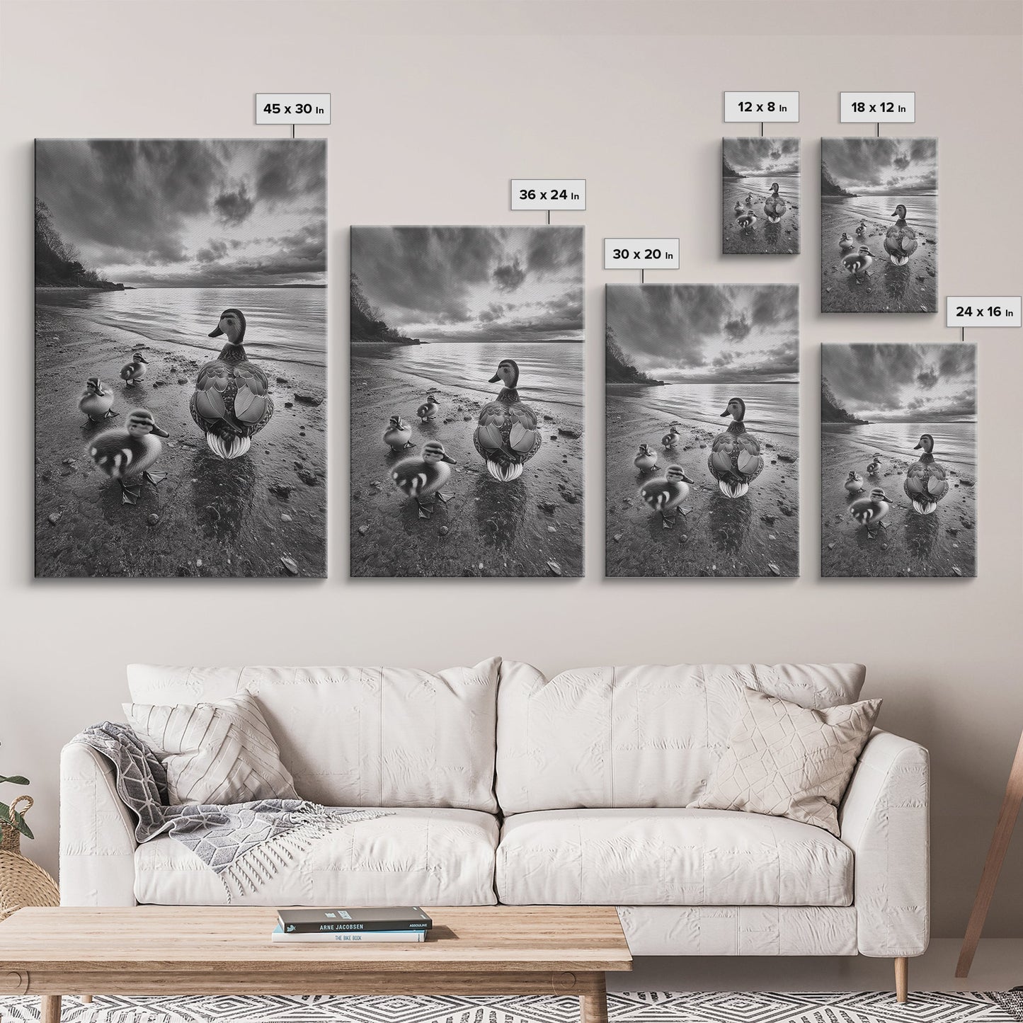 Duck Family, Lakeside Peace, Nature Walk, Canvas Print, Wholesome Wall Art, Nursery Animal Decor, Cozy Autumn Photography Style