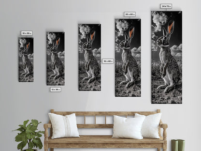 Wild Rabbit, Sunset Ears, Desert Animal, Wildlife Close-Up, Framed Canvas Print, Boho Animal Decor, Living Room Accent, Nature Wall Art