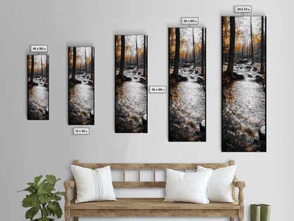 Forest Stream, Autumn Woods, Nature Serenity, Framed Canvas Print, Tranquil Fall Wall Art, Hallway Decor, Rustic Cabin Style Woodland Art