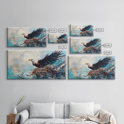 Bald Eagle, Bird Art, Rustic Decor, Wildlife Art, Mountain Painting, Southwest Wall Art, Living Room Art, Framed Canvas Print, Moody Art