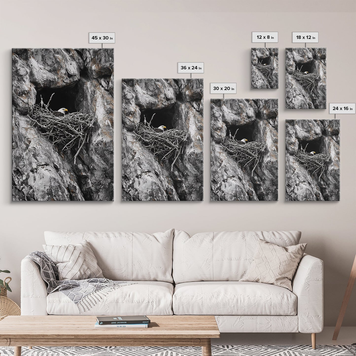 Bald eagle, wildlife art, bird wall art, framed canvas print, nature decor, mountain painting, eagle nest, rustic wall art, cabin decor