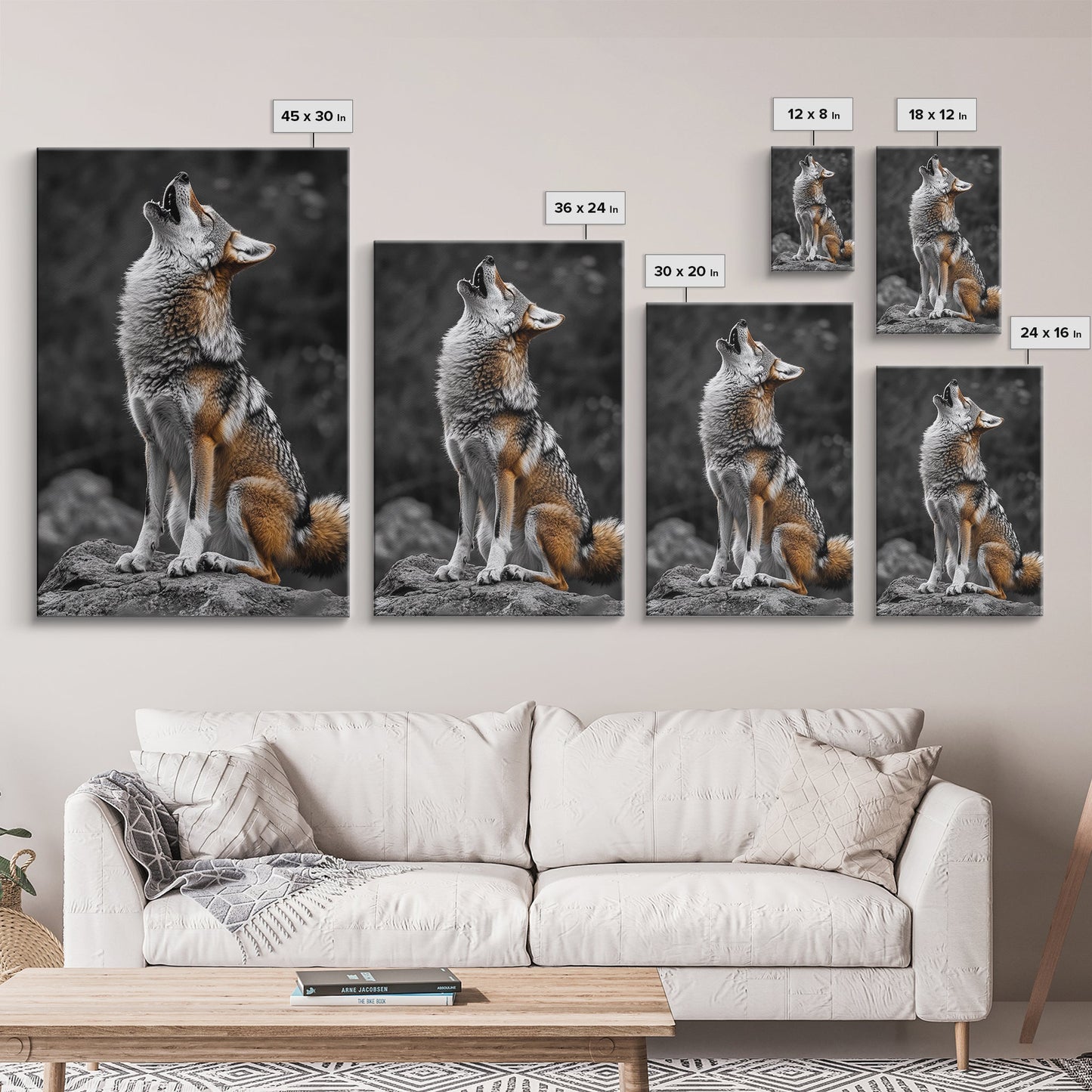 Howling Coyote, Wildlife Art, Southwest Wall Art, Moody Art, Rustic Wall Art, Nature Art, Framed Canvas Print, Gift Idea