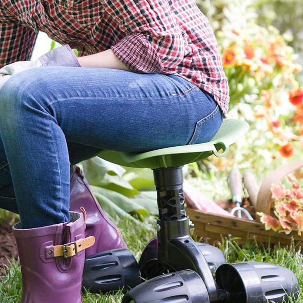 Deluxe Garden Rocker Rolling Work Seat with Comfort Cushion and Patented Rocking Wheels Stool Cart |Made in USA | Model GB1321