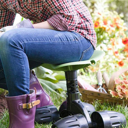 Deluxe Garden Rocker Rolling Work Seat with Comfort Cushion and Patented Rocking Wheels Stool Cart |Made in USA | Model GB1321