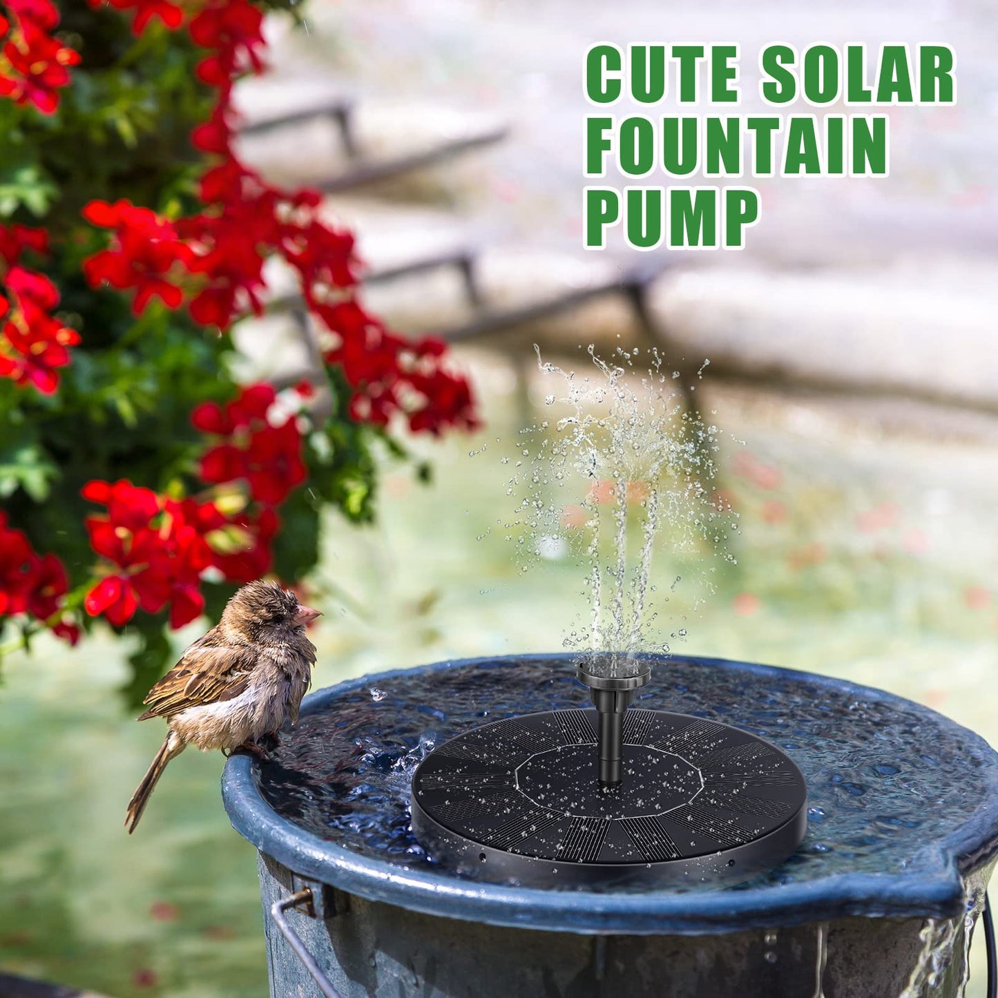 2 Packs Solar Bird Bath Fountain Pump Solar Fountain with 6 Nozzle Solar Powered Bird Bath Floating Solar Fountain Panel Bird Bath Fountain Solar Water Fountain for Garden Fish Tank Pool (6.3 Inch)