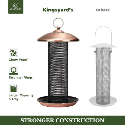 Kingsyard Metal Mesh Tube Bird Feeders for Outdoor Hanging, Finch Bird Feeder for Nyjer/Thistle Seed, 2.5 lbs Large Capacity (Antique Copper)