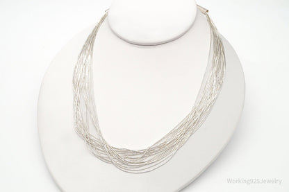Vintage Native American Sterling Silver Bead Necklace
