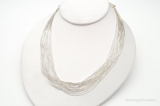 Vintage Native American Sterling Silver Bead Necklace